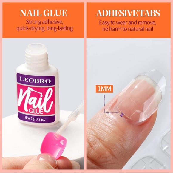 Press on Nails Long Coffin, 360PCS Fit Nicely & Natural Glossy, Complete Kit - Picture 3 of 13